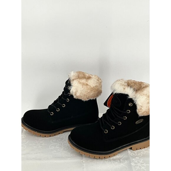 Lugz Womens Rucker Hi Fur Slip Resistant Black/Cream Boots Size 7.5 M - Picture 3 of 6